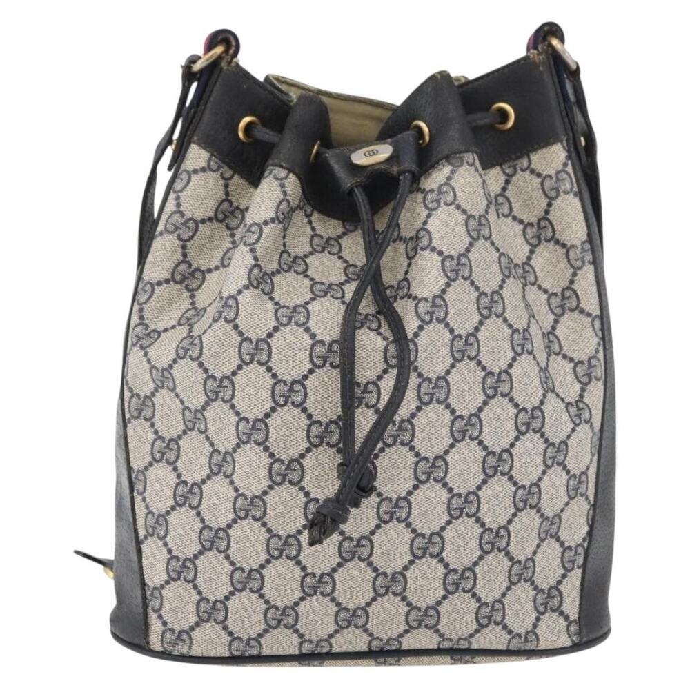 Gucci GG Supreme Web Shoulder Bag Navy Gold Red 41 02 034 Blue
